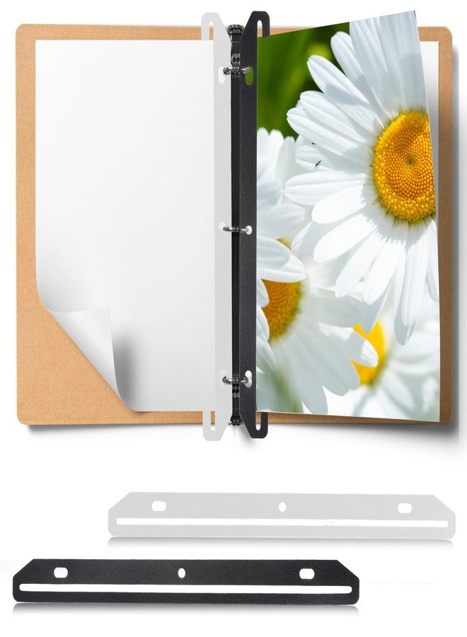 Gtziqa 3 Hole Punched Magazine Holders, 40 PCS 3 Hole Punched Magazines Organizer Binder Insert Strips Magazine Binder 30 Translucent White and 10 Black (Thicker), For Magazines Storage Craft Paper File Book - Image 1